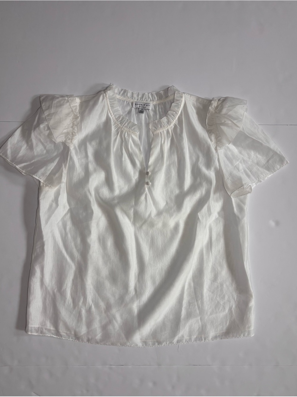 Current Air White Ruffle Flutter Sleeve Blouse Size M